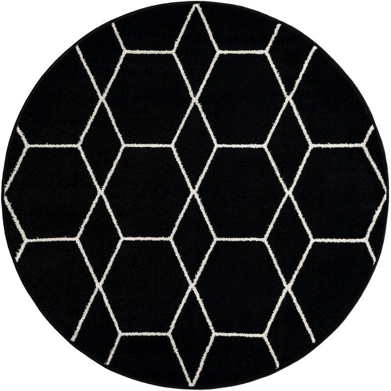Unique Loom 5' 0 x 5' 0 Trellis Frieze Black Area Rug