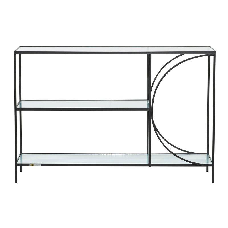 Olivia & May Industrial Metal Console Table Black: Sturdy Entryway Furniture with Fixed Shelf