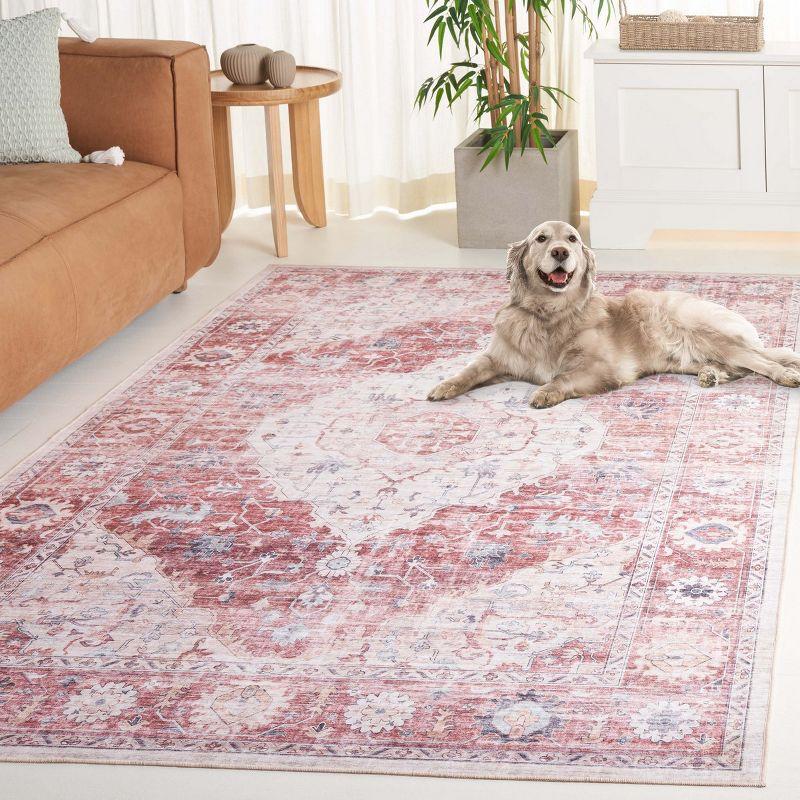 Arizona ARZ517 Power Loomed Machine Washable Area Rug - Light Red/Beige - 5'x8' - Safavieh.
