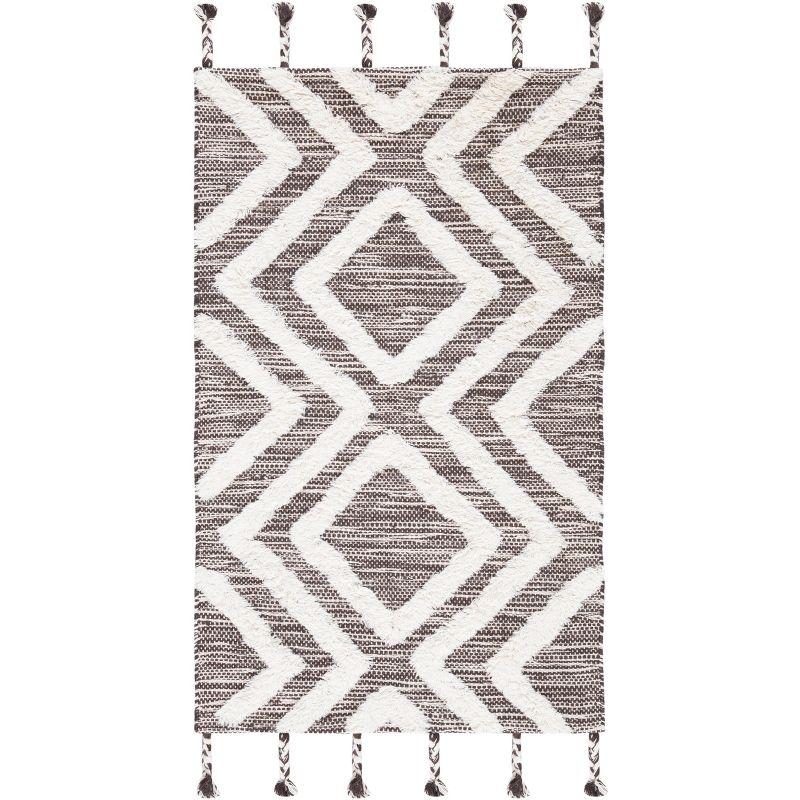 Ivory Geometric Hand-Knotted Wool Area Rug 3' x 5'