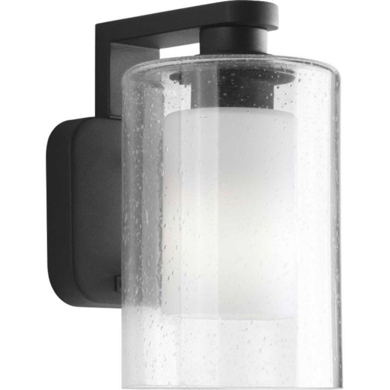 Progress Lighting Compel 1-Light Outdoor Wall Lantern, Black, Seeded Glass Shade