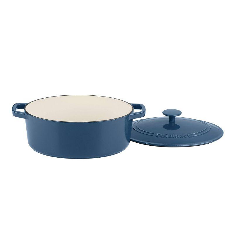 Blue Enameled Cast Iron Non-stick Oval Casserole, 5.5 qt