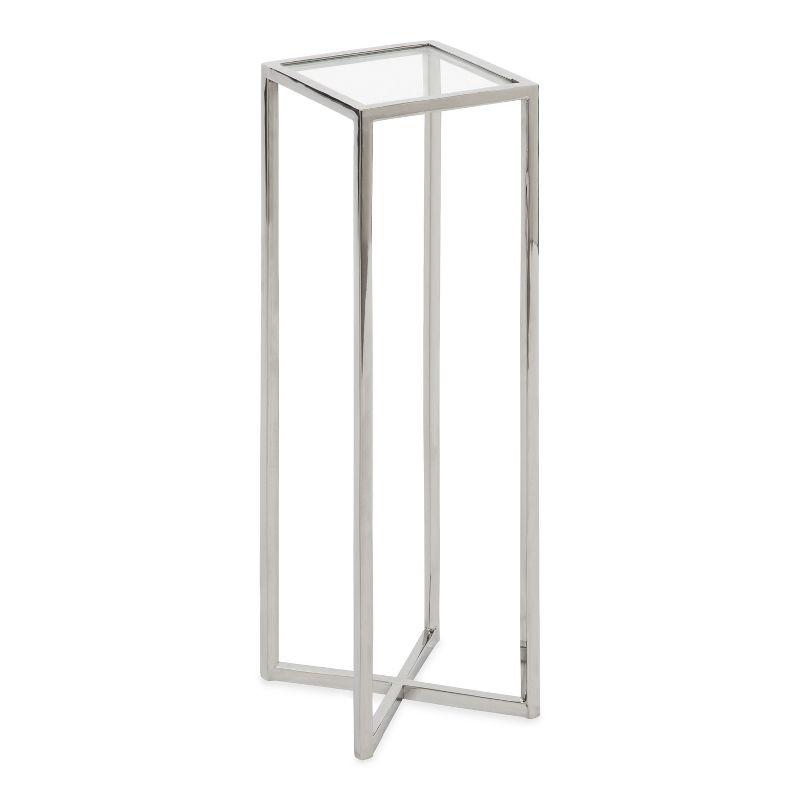 Kate and Laurel Jaspur Square Metal Drink Table, 7x7x21, Silver