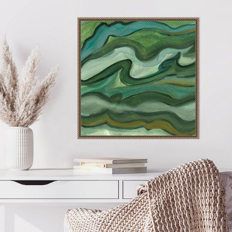 Sea Kelp II Abstract Green Canvas Print with Bronze Frame