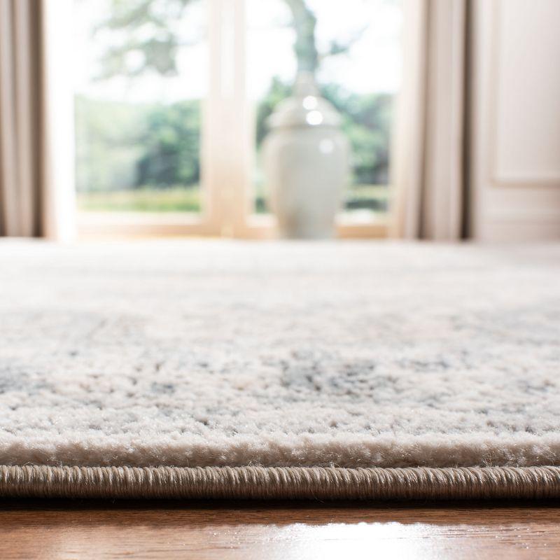 Ivory and Gray Hand-Knotted Synthetic Area Rug