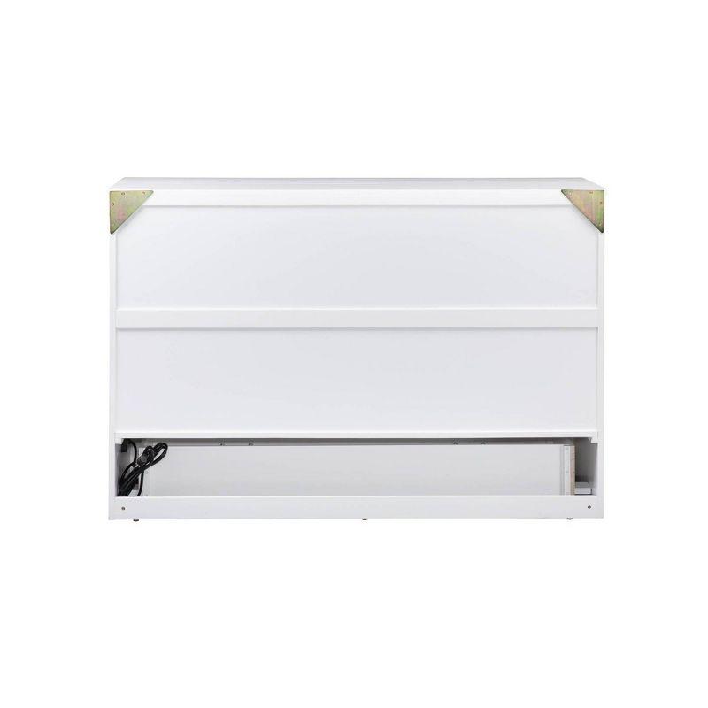 Queen Deerfield Murphy Bed Chest with Charging Station White - AFI: Space-Saving, Fold-Out Mattress, Elegant Design