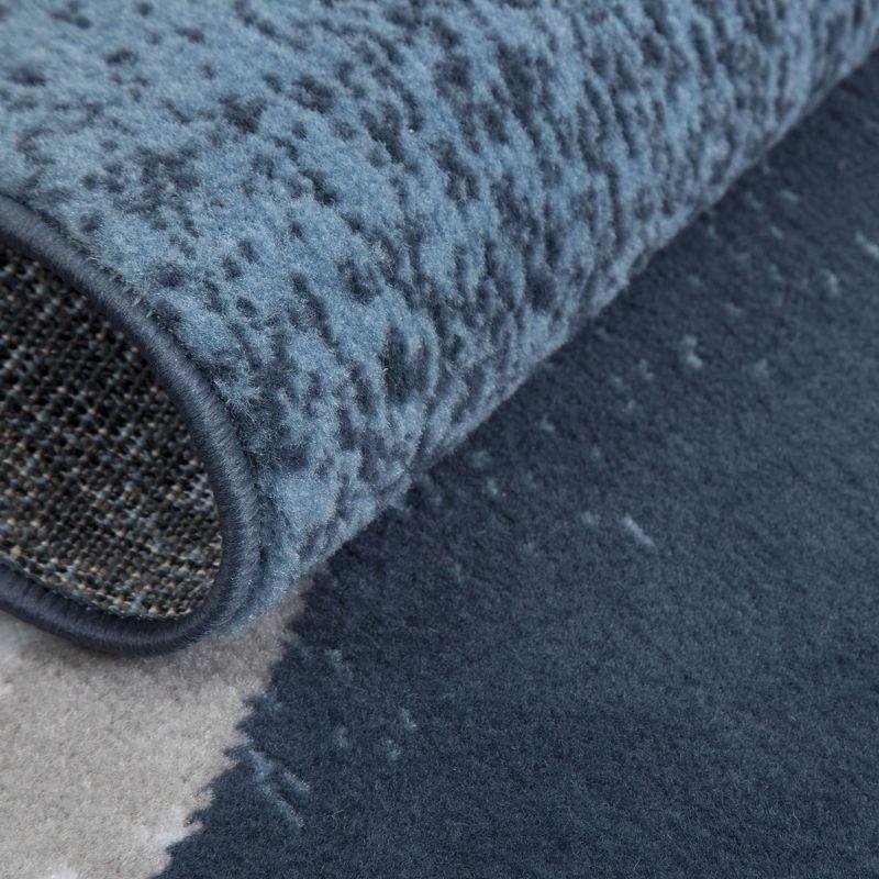 Midnight Blue & Grey Geometric Polypropylene Runner Rug 22"x5"