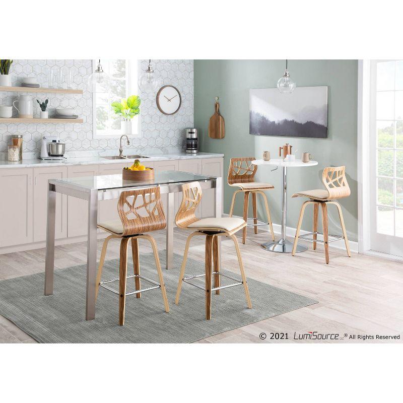 Set of 2 Folia Upholstered Counter Height Barstools Cream/Zebra - Lumisource: Wood Frame, Padded Seat, 26" Height