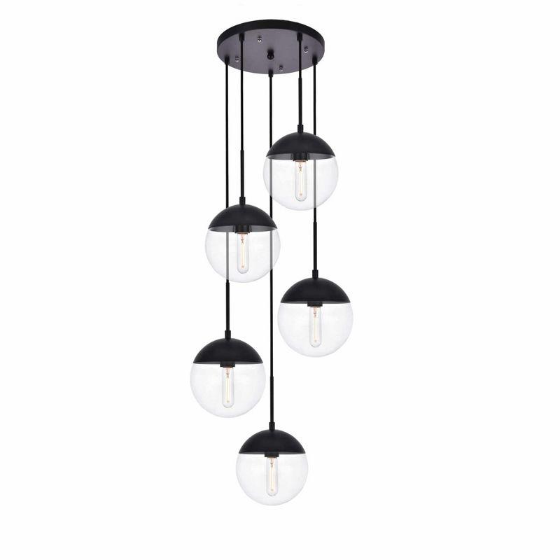 Elegant Lighting Eclipse 5 Lights Chrome Pendant With Clear Glass