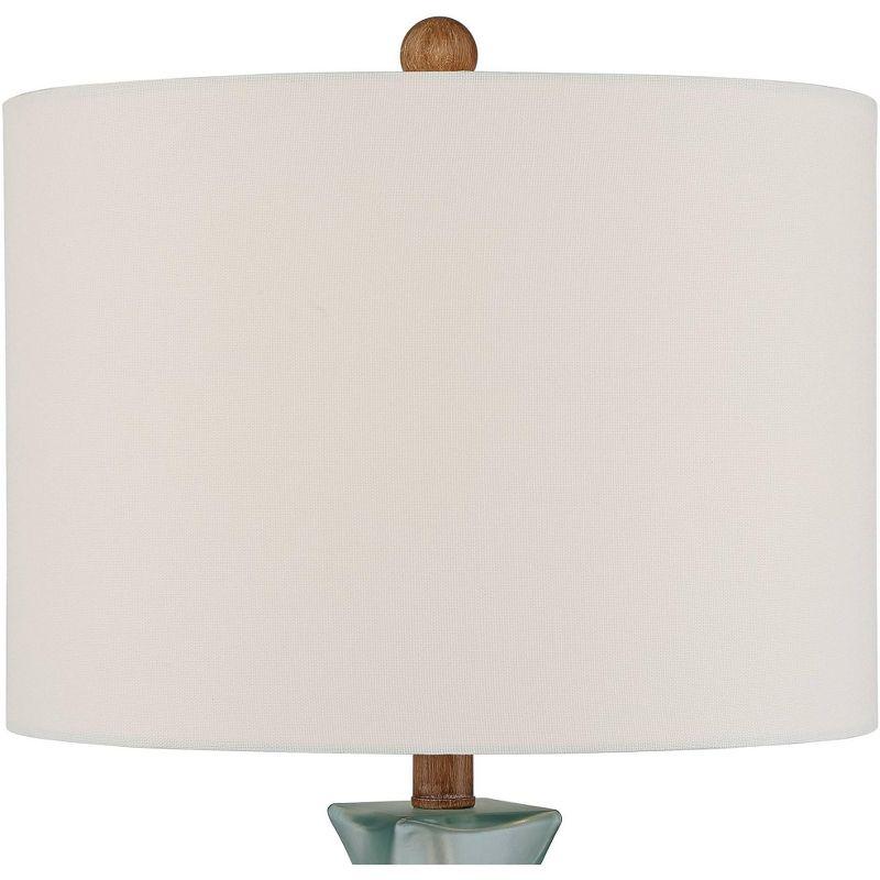 360 Lighting Ryan 28 1/2" Tall Modern Coastal End Table Lamps Set of 2 Ocean Blue Glass Off-White Shade Living Room Bedroom Bedside Nightstand House