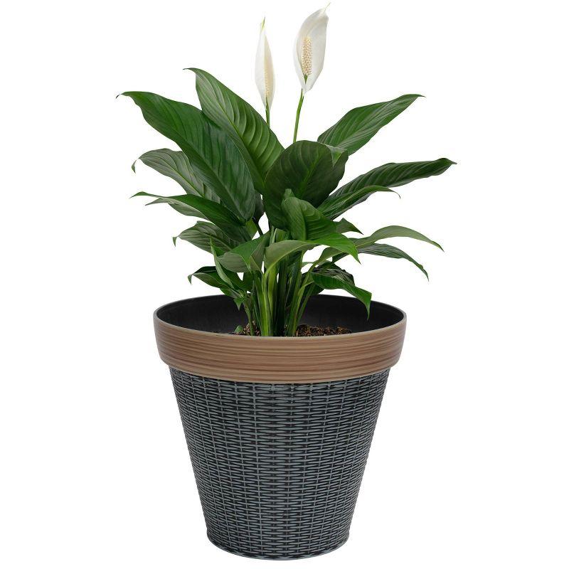 Alpine Corporation Large Woven Style Indoor Outdoor Planter with Drainage Hole Gray/Tan 12"x12"x12"