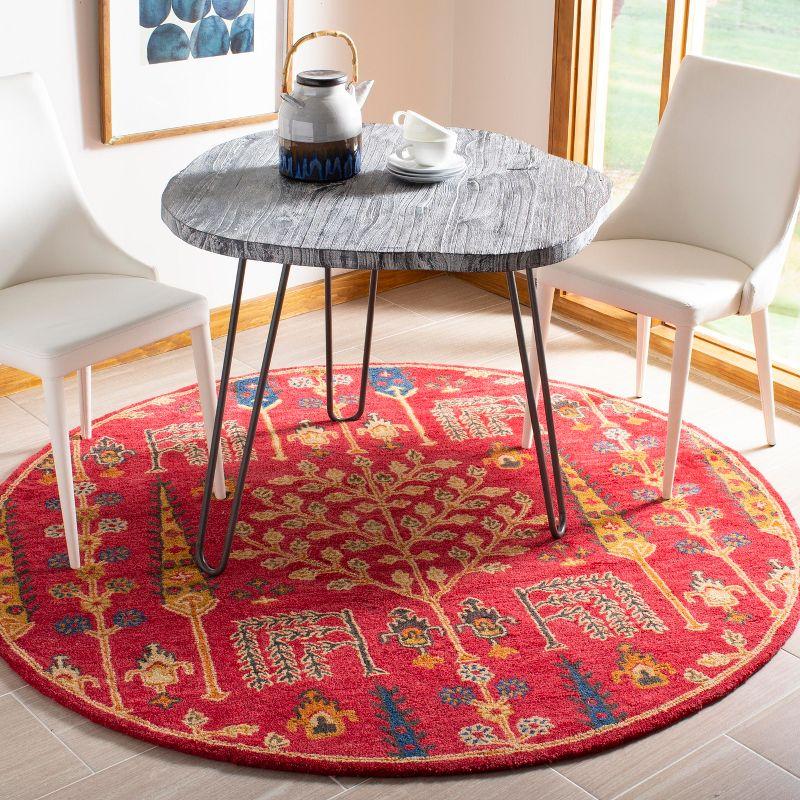 Heritage HG418 Hand Tufted Area Rug - Red/Multi - 6' Round - Safavieh.