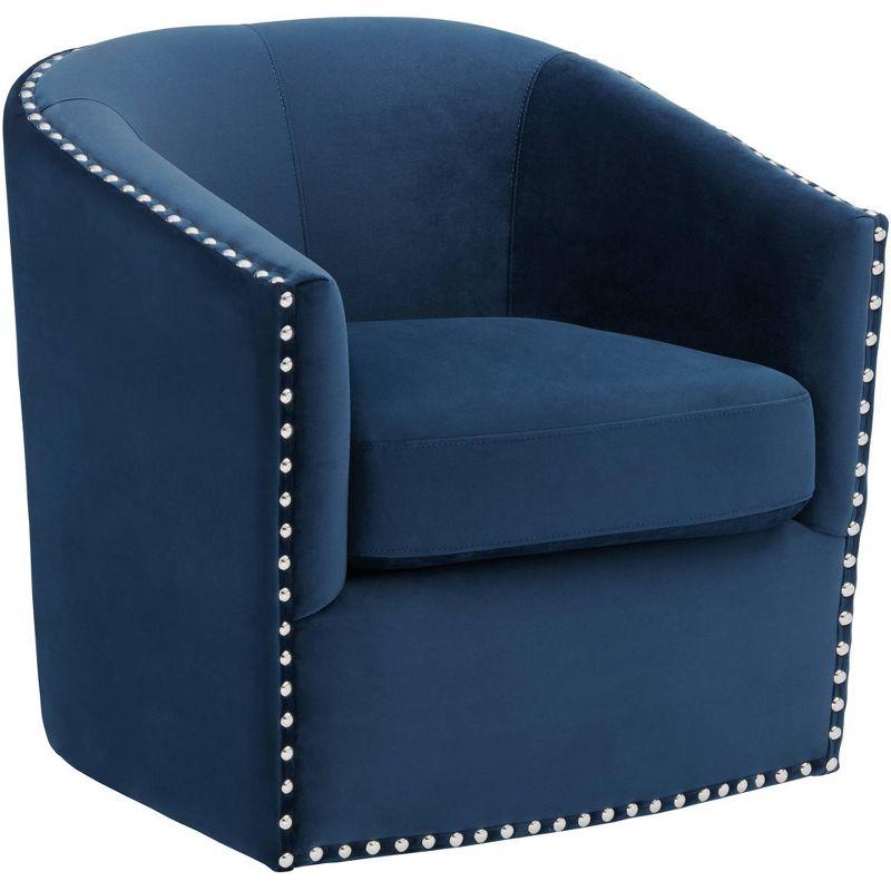 Elements Fullerton Nail Head Trim Navy Blue Swivel Accent Chair