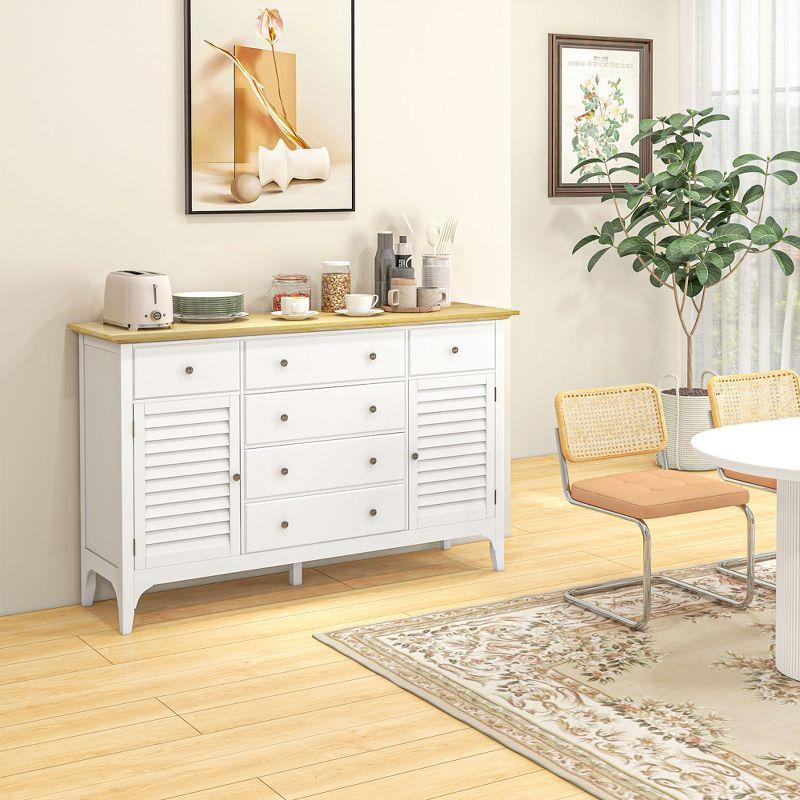 HOMCOM Modern Sideboard with Drawers, Buffet Cabinet with Storage Cabinets, Adjustable Shelves for Living Room, Kitchen