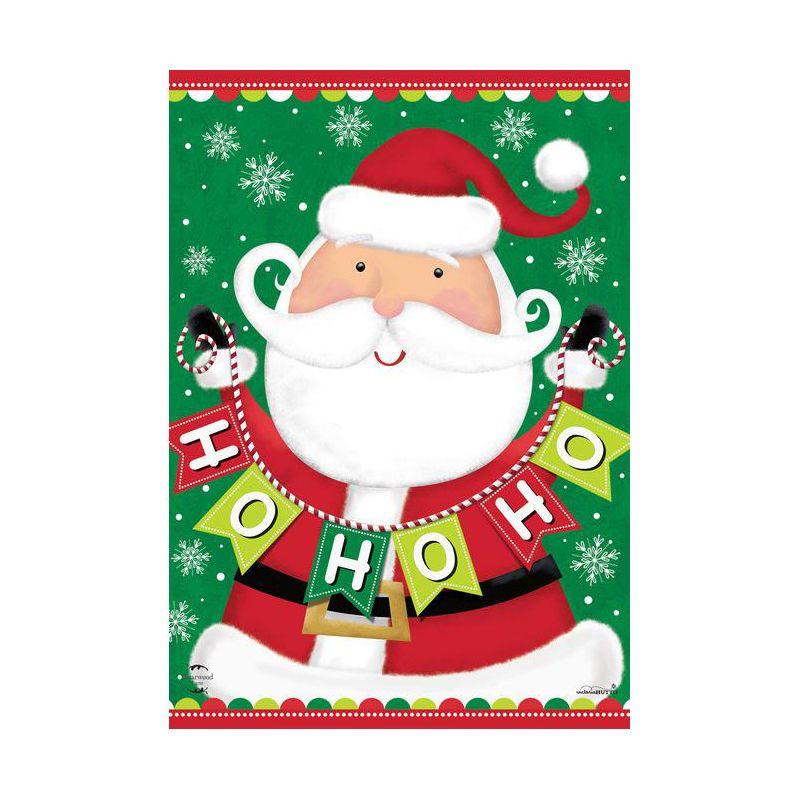 Santa Ho Ho Ho Christmas Garden Flag with Snowflakes