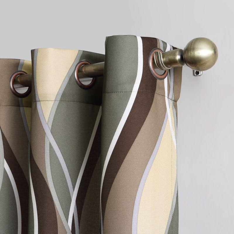 48"x84" No. 918 Semi-Sheer Intersect Ogee Wave Print Grommet Curtain Panel Spruce: Modern Light Filtering Green Curtain