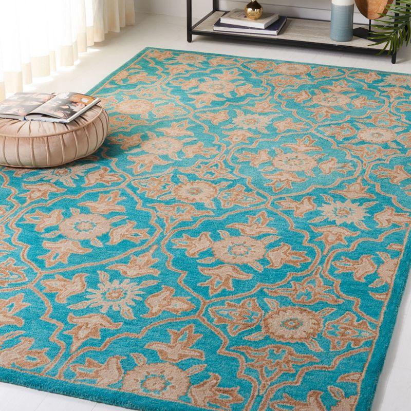 Heritage HG870 Hand Tufted Area Rug - Turquoise/Multi - 4'x6' - Safavieh.