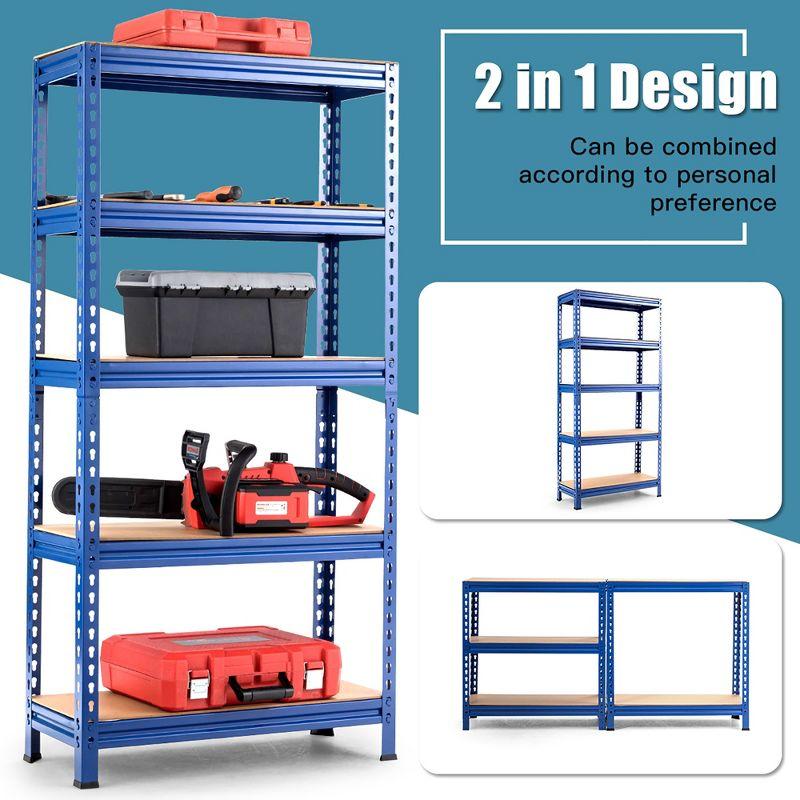 Costway 5-Tier Metal Storage Shelves 60'' Garage Rack W/Adjustable Shelves