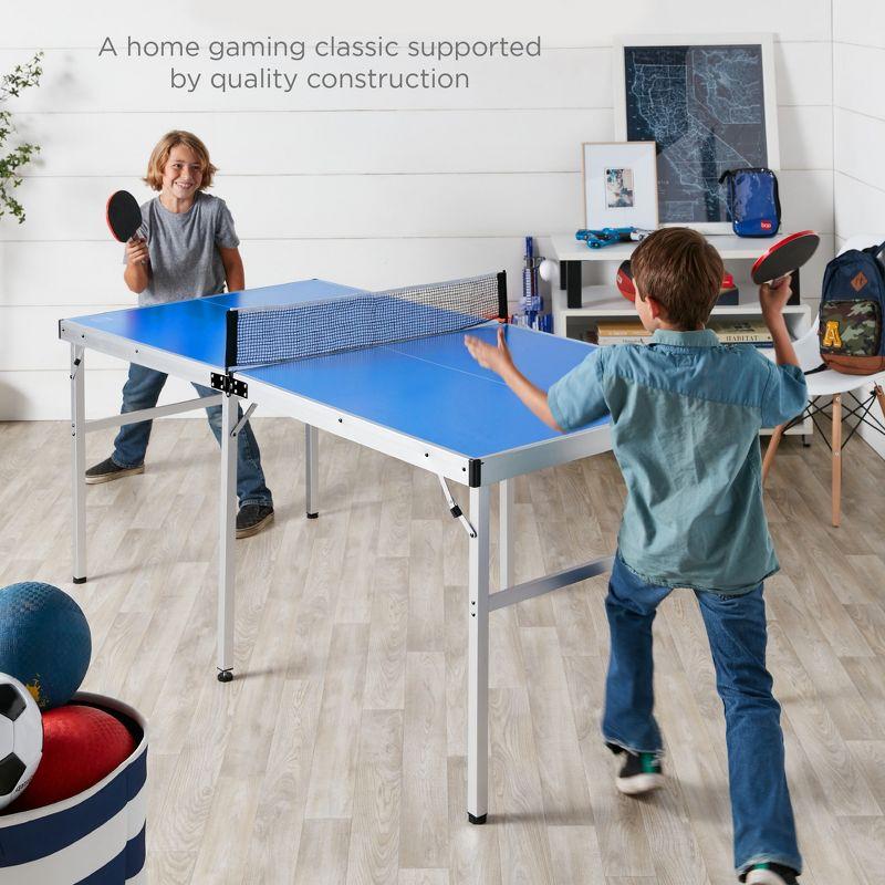 Best Choice Products 6x3ft Portable Ping Pong Table Game Set, Folding Indoor Outdoor Table Tennis w/ 2 Paddles, Balls