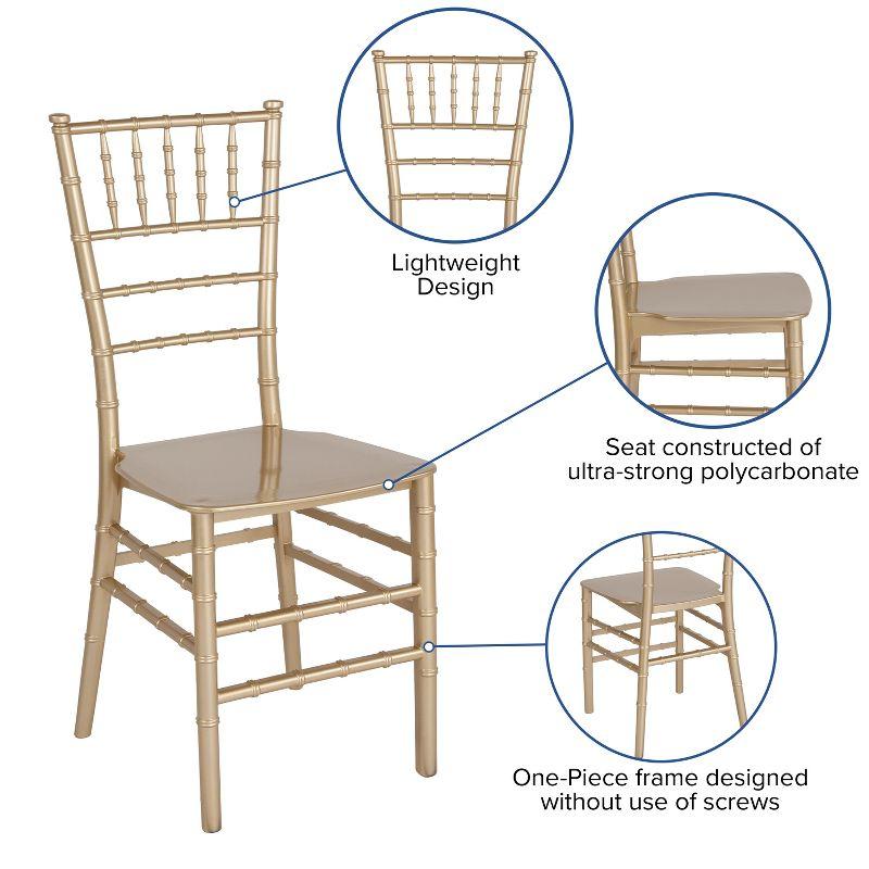 Elegant Gold Resin Chiavari Stackable Chair for Events