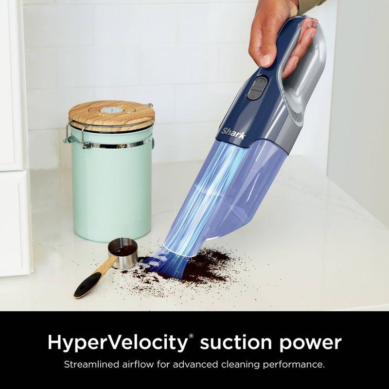 Shark Cyclone PET Handheld Vacuum with PetExtract Hair, 8" Crevice Tool, HyperVelocity Suction, Navy Blue/Grey