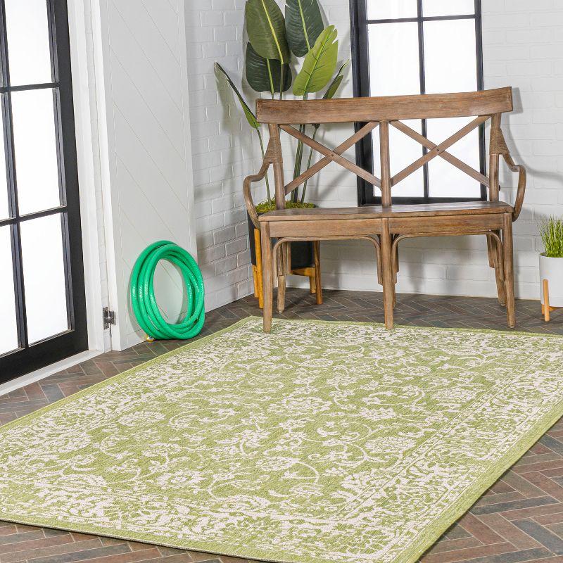 Tela Bohemian Inspired Textured Weave Floral Indoor/Outdoor Area Rug - JONATHAN Y