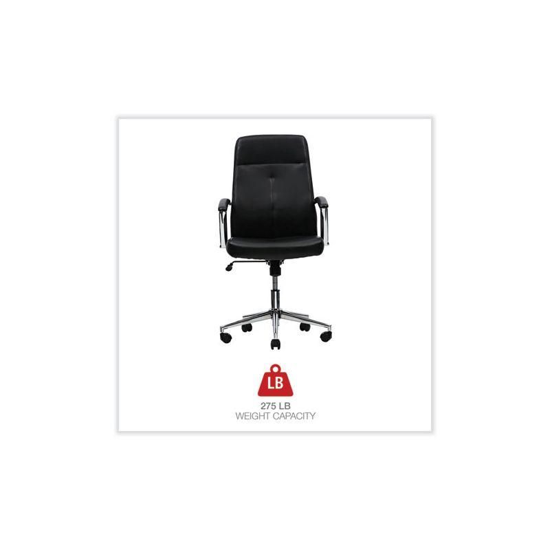 Workspace by Alera Leather Task Chair, Supports Up to 275 lb, 18.19" to 21.93" Seat Height, Black Seat, Black Back