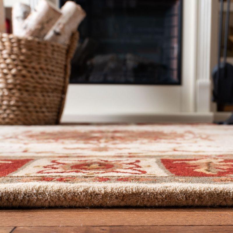 Ivory and Red Hand-Tufted Wool Area Rug 30" x 7"