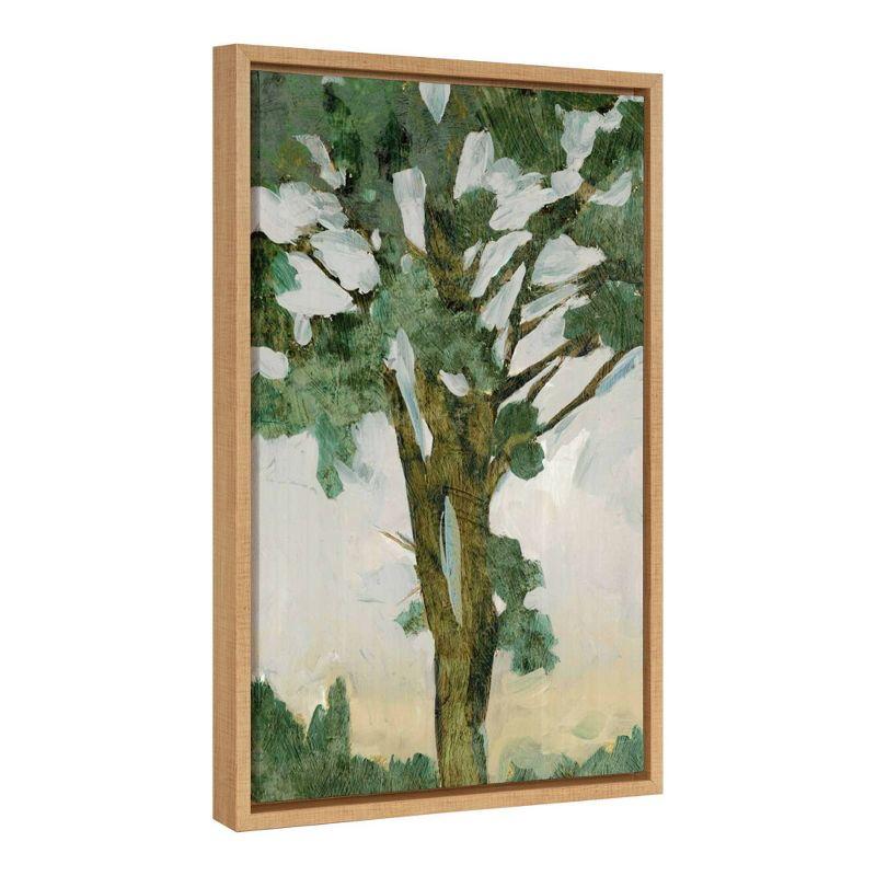 16" x 23" Green Tree Line I Framed Canvas Wall Art - Amanti Art: Modern Style, Mixed Media, Vertical Layout