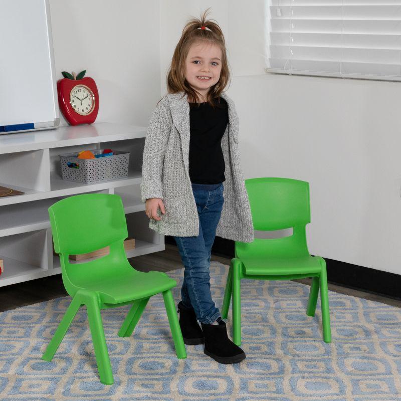 Flash Furniture 2 Pack Green Plastic Stackable School Chair with 10.5'' Seat Height