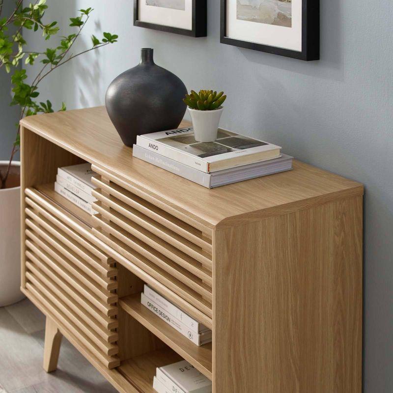 Modway Render Display TV Stand for TVs up to 48" Oak: Modern Media Console with Fixed Shelves, MDF Construction