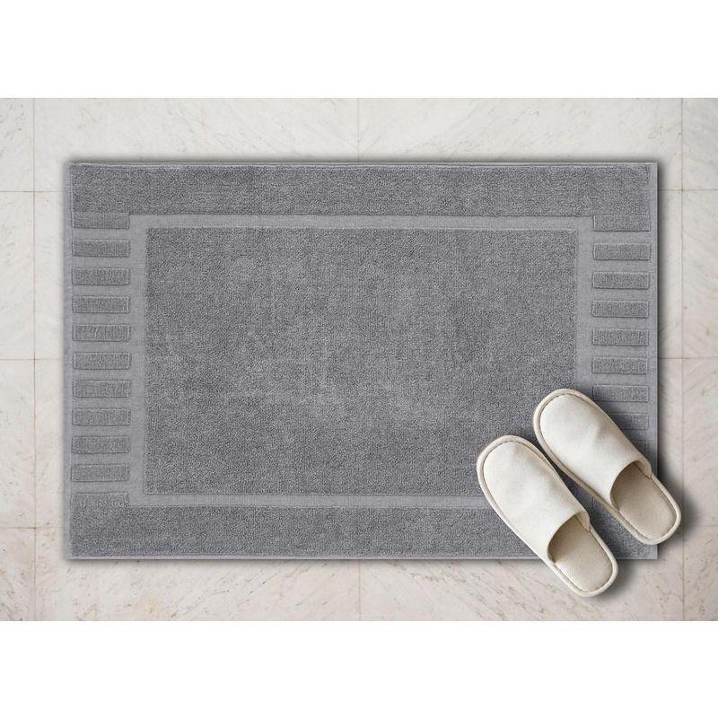 White Classic Cotton Bath Mat Floor Towel [Not a Rug] 2-Pack - 22x34"  Light-Grey