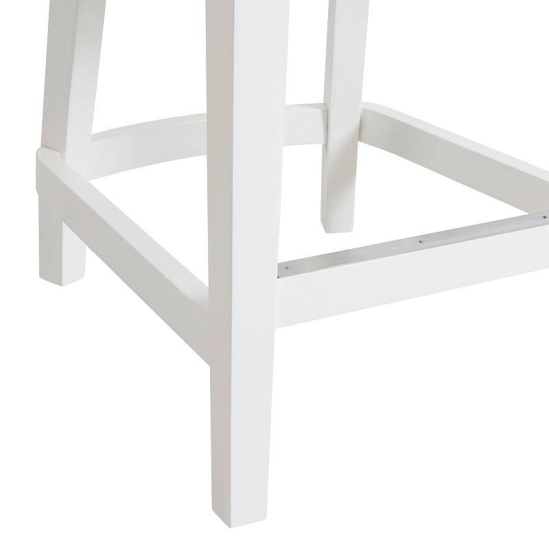 Alaterre Ellie 19" Wide Solid Rubber Wood Frame Linen Fabric Counter Height Swivel Stool With Back