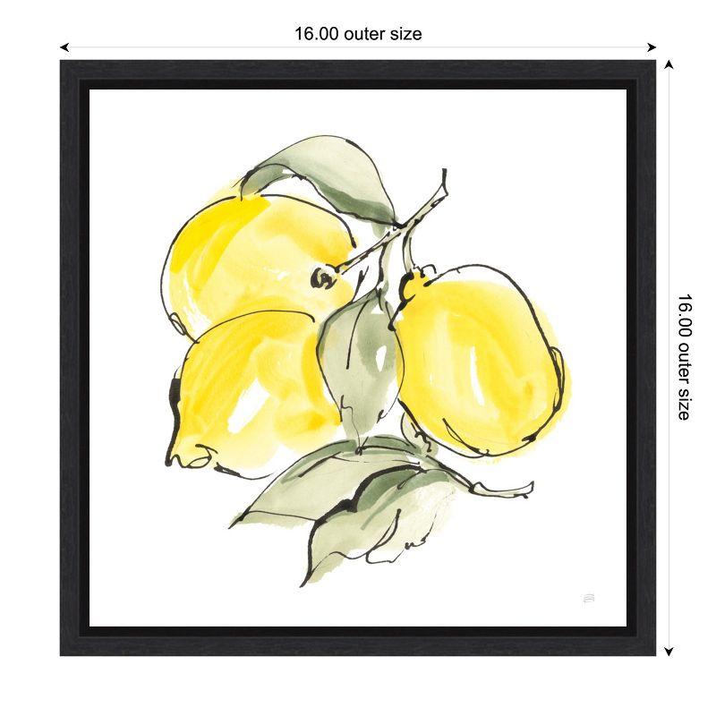 Lemons III Light Yellow and Green Canvas Wall Art Print