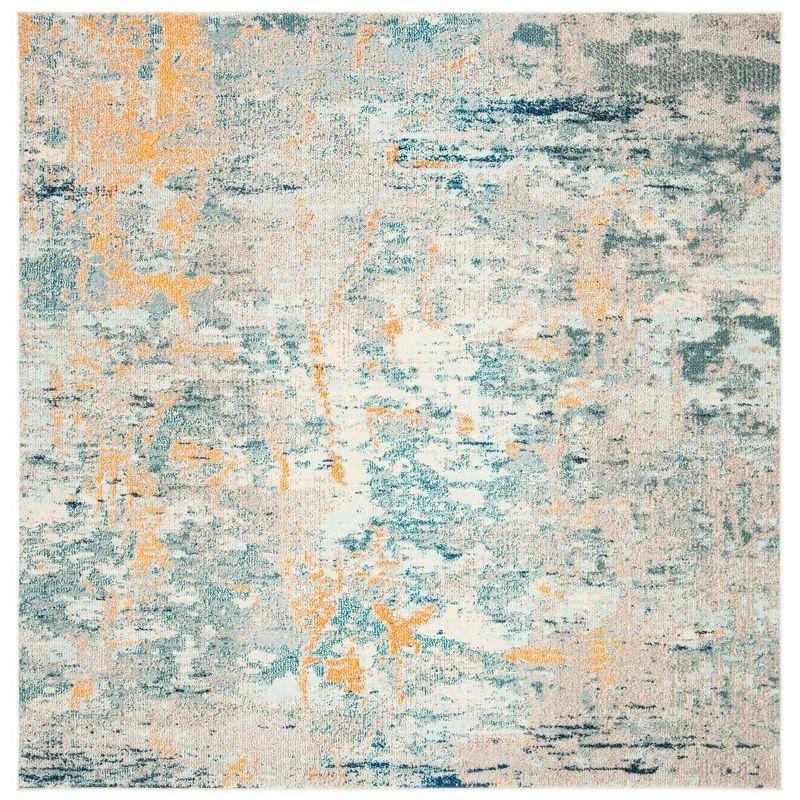 Metro-Mod Dovie Light Blue & Beige 6'7" Square Synthetic Rug