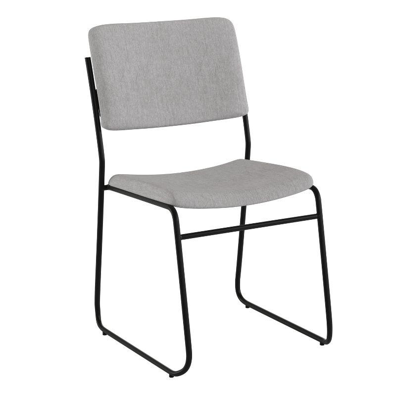 Versatile Armless Stacking Swivel Chair in Gray with Metal Frame