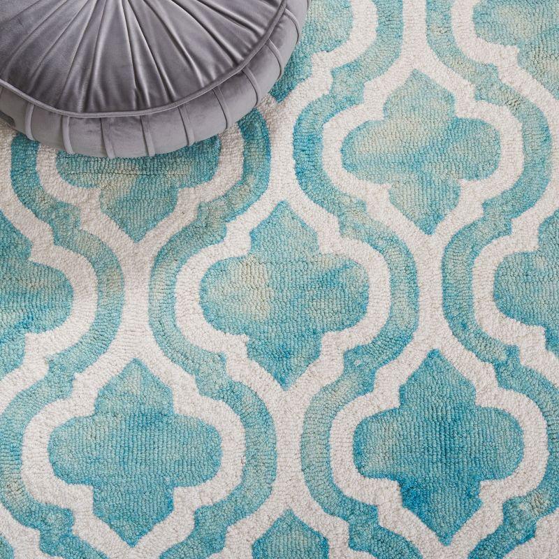 Dip Dye DDY537 Hand Tufted Indoor Area Rug - Turquoise/Ivory - 5'x5' - Safavieh