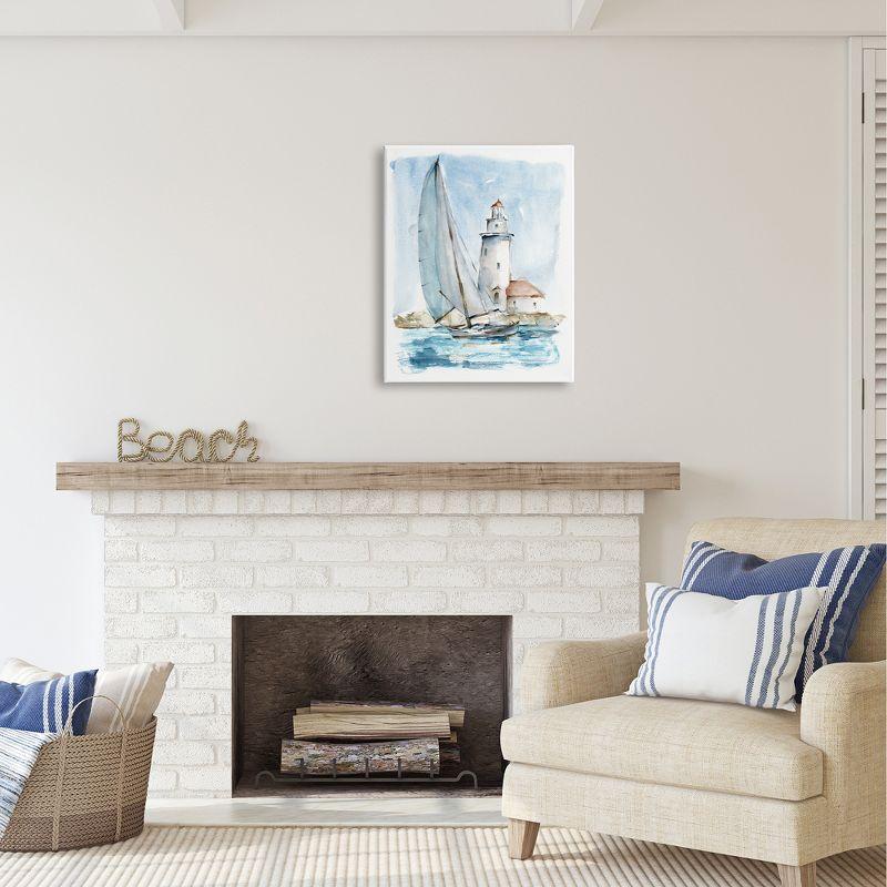 Stupell Industries Nautical Sailboat & Lighthouse Gallery Wrapped Canvas Wall Art, 24 x 30