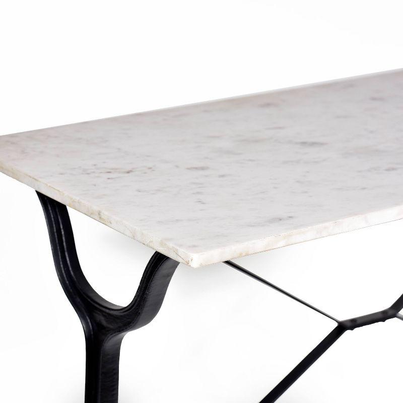 Carolina Living Draven Marble Top Bar Table White/Black: Iron Frame, 36" High Counter Table