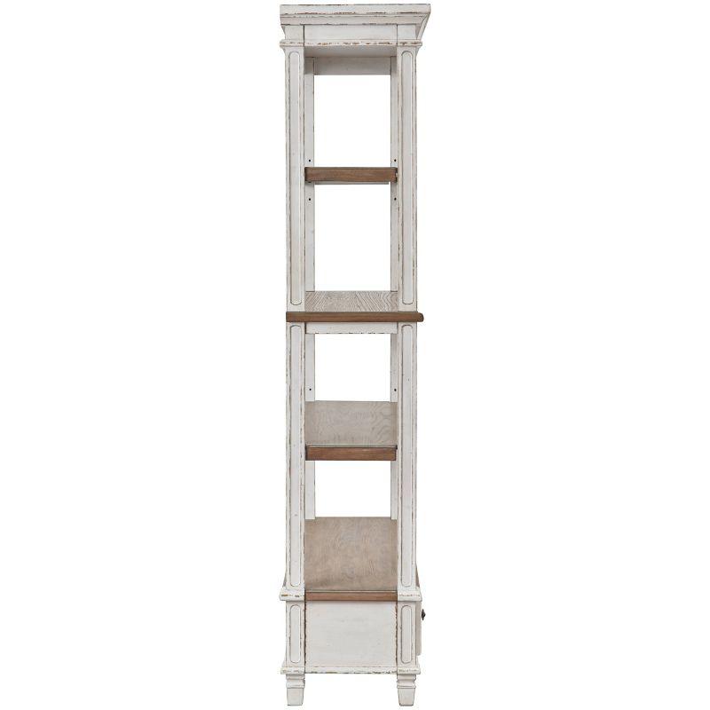 75" Realyn Bookshelf - Signature Design by Ashley: Cottage Style, Antiqued Two-Tone Finish, Open Shelves