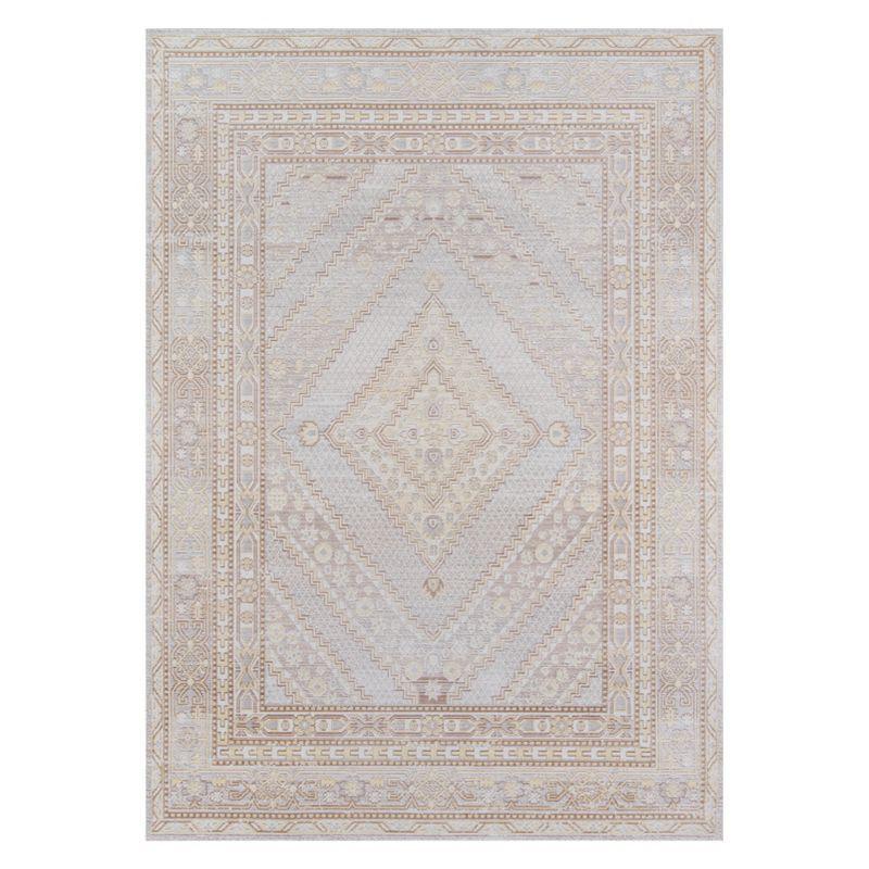 Isabella Pastel Grey Beige Synthetic Rectangular Rug 5'3" x 7'3"