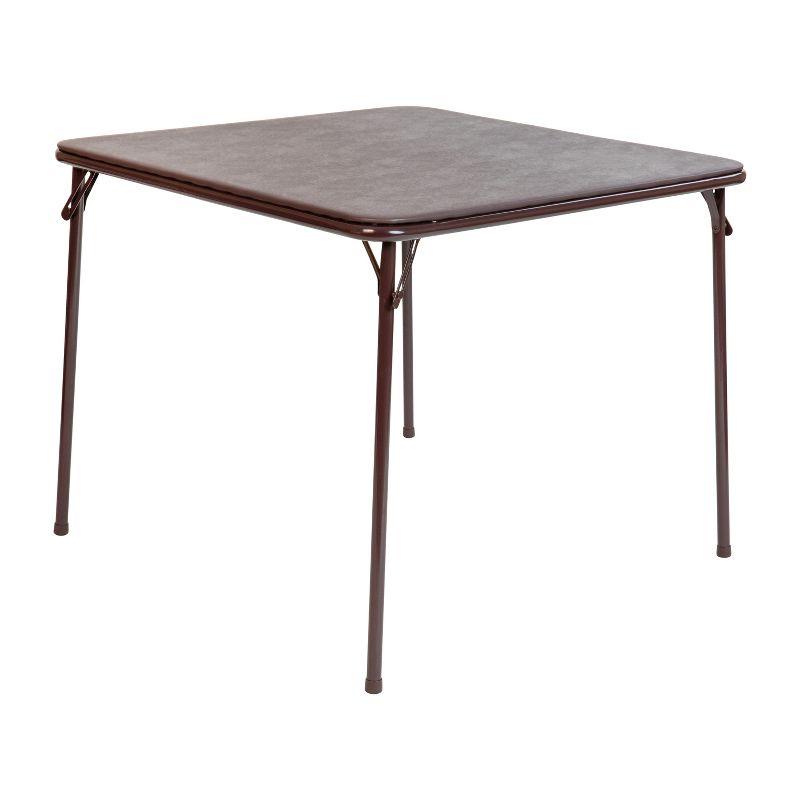 Emma and Oliver Brown Foldable Card Table with Vinyl Table Top - Game Table - Portable Table
