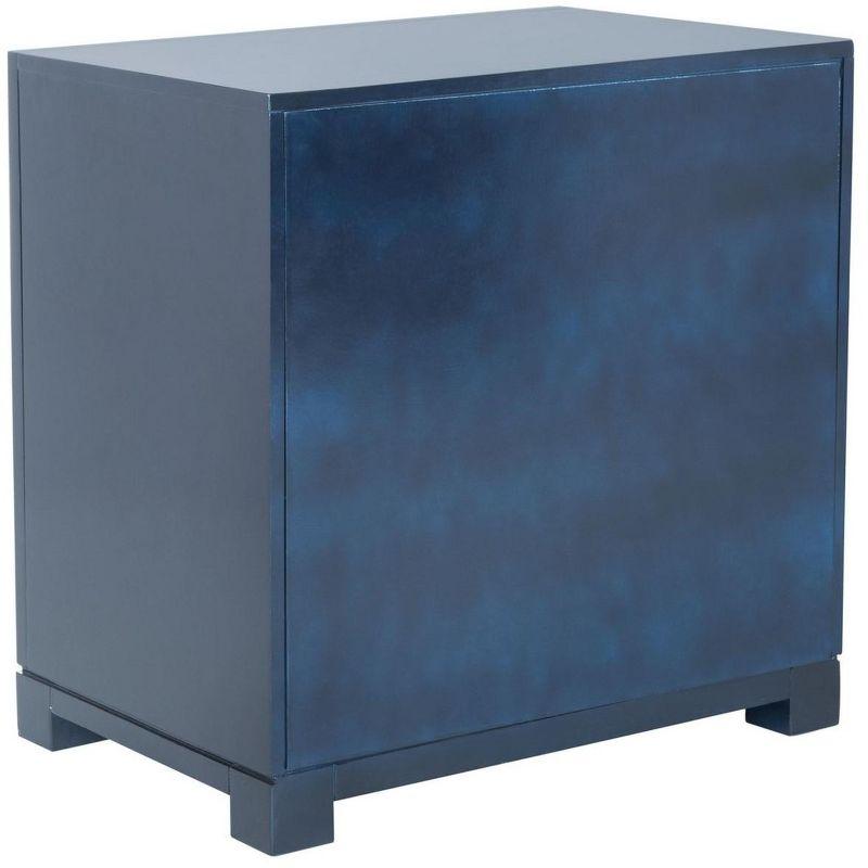 Raina 3 Drawer Greek Key Nightstand - Navy - Safavieh