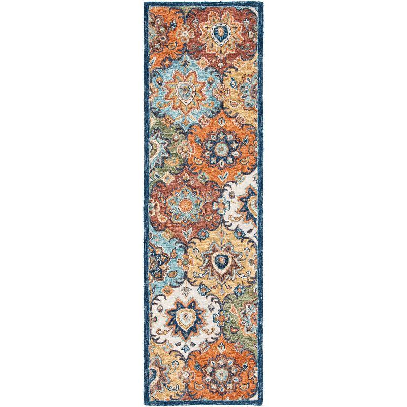 Heritage Blue and Rust Hand-Tufted Wool Runner Rug