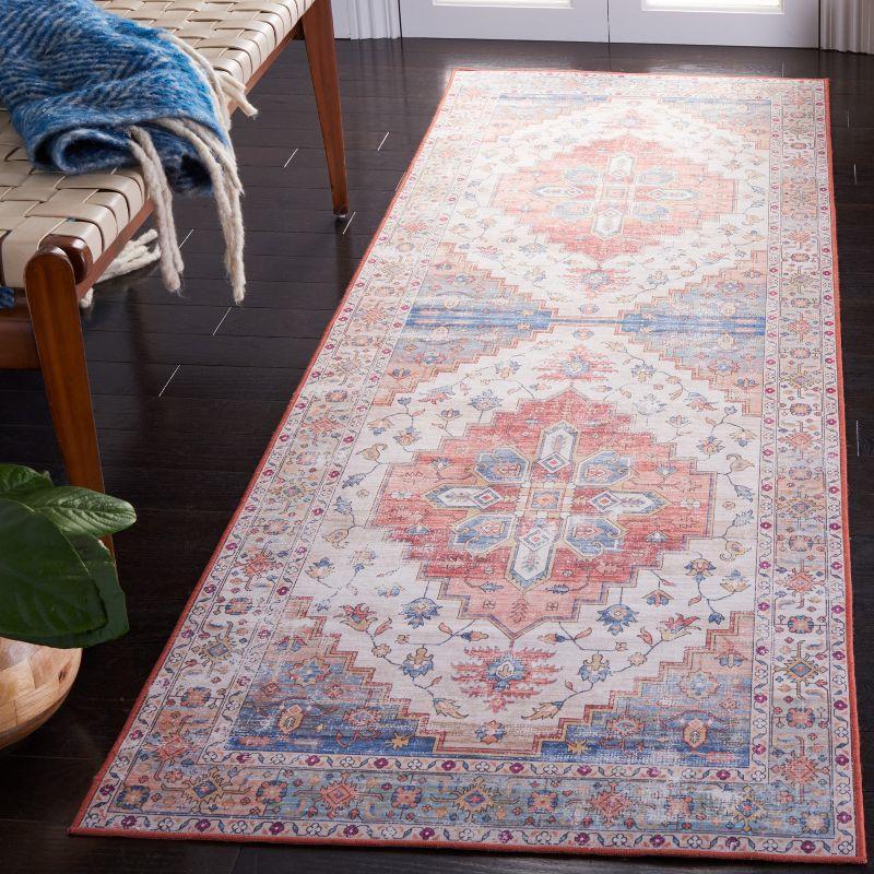 Tucson Blue and Beige Washable Synthetic Area Rug