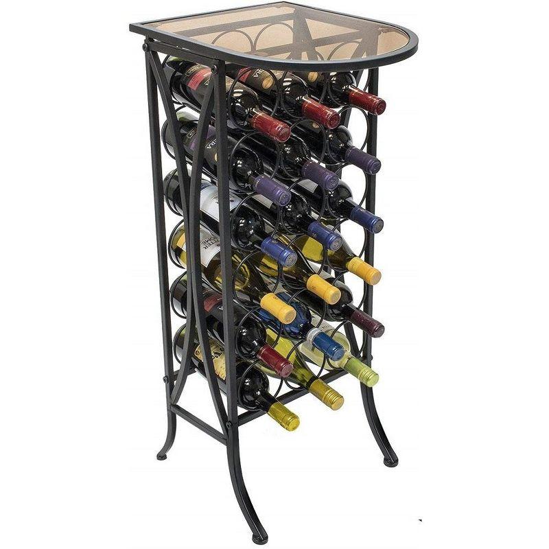 Elegant Bordeaux Chateau 18-Bottle Wine Rack with Glass Top