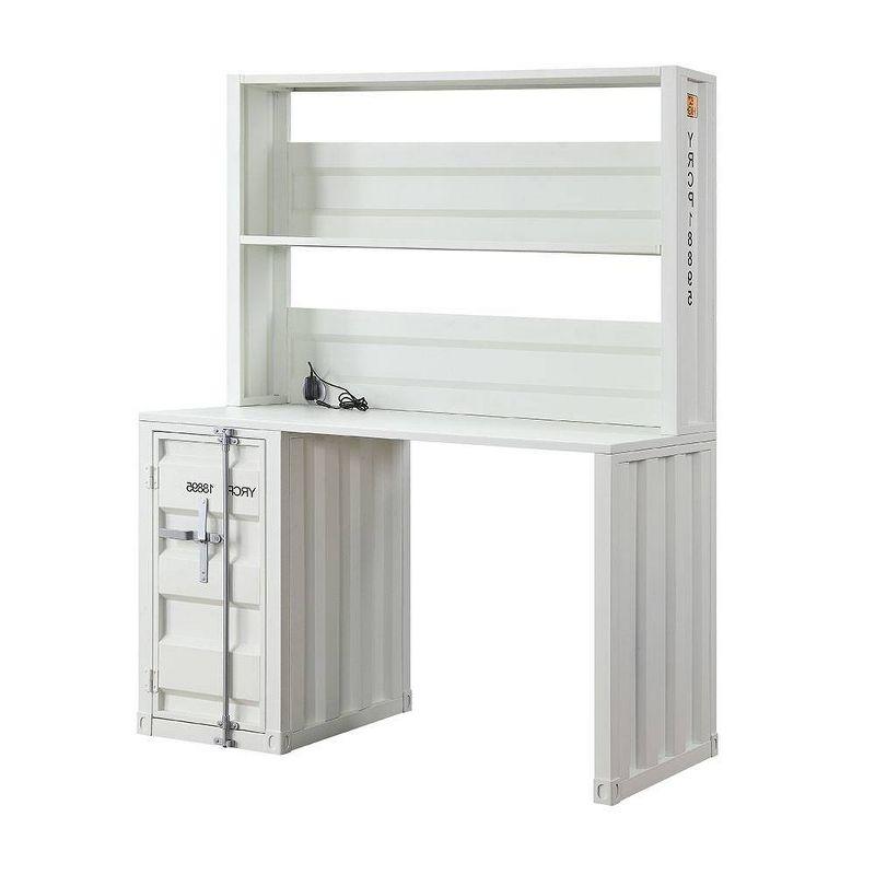 47" Cargo Desk White - Acme Furniture: L-Shaped Metal Frame, No Assembly, All Purpose Drawer