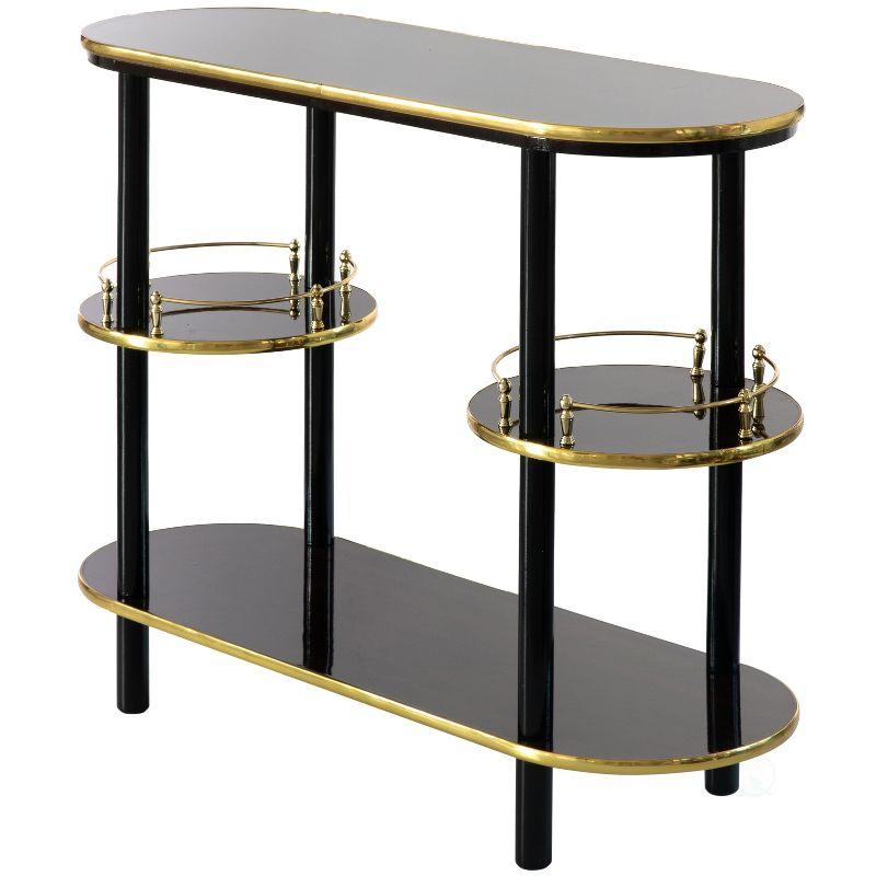 Fabulaxe Modern Display Wooden Console Bar with Tiered Open Shelves, Mini Bar with Wine Storage, Brown