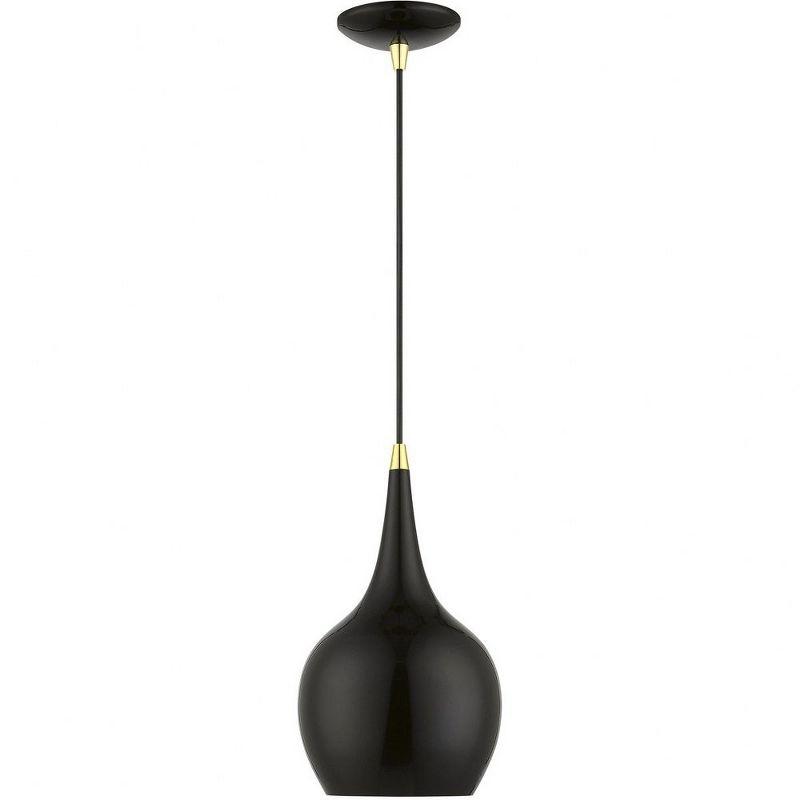 Livex Lighting Andes 1 - Light Pendant in  Shiny Black/Polished Brass