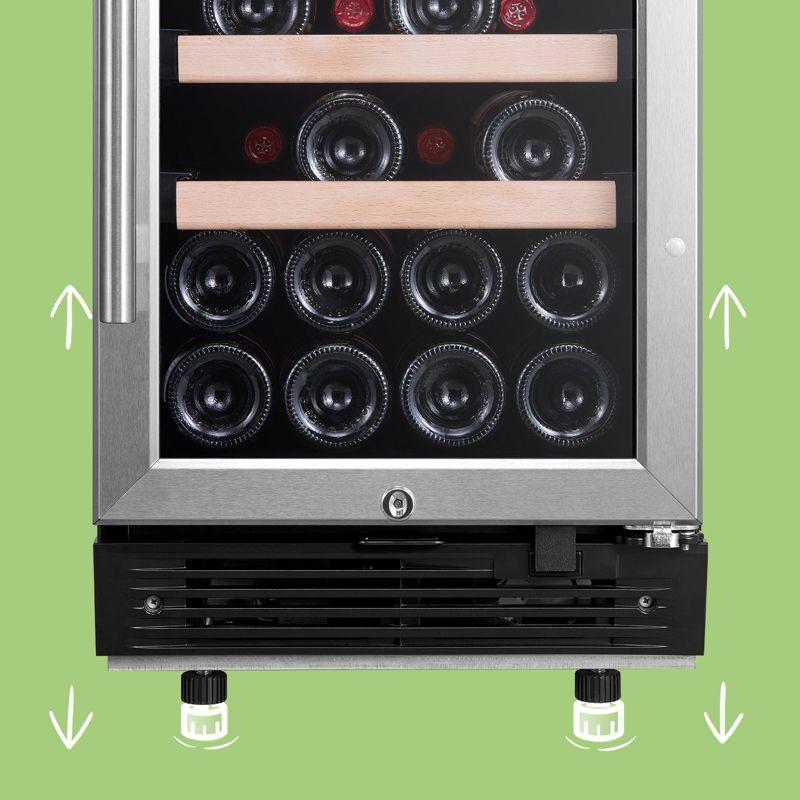 Comfee 28-Bottle Dual Zone Free Standing Beverage and Wine Cooler, Stainless Steel